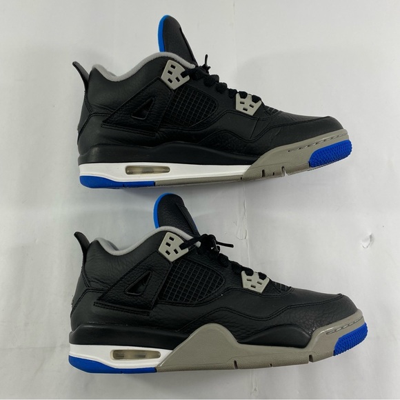 NIKE AIR JORDAN 4 Retro BG 408452-006 Size 7Y Black Blue Motorsport Alternate - Picture 2 of 12